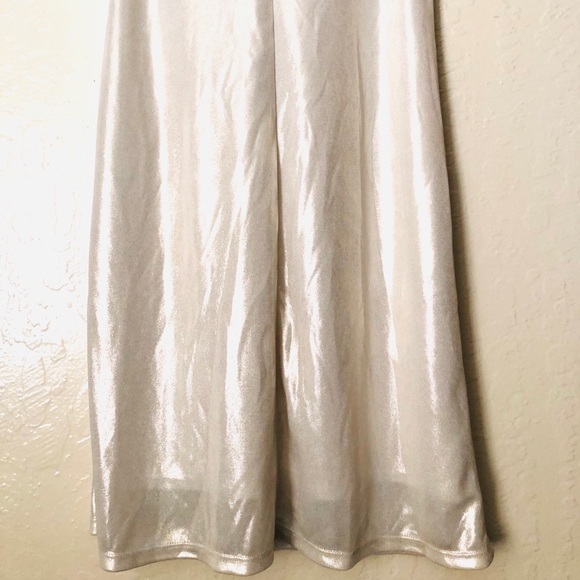 NEW Halston Heritage Knot Drape Neck short dress in Pale Gold size X-Small - Picture 13 of 14